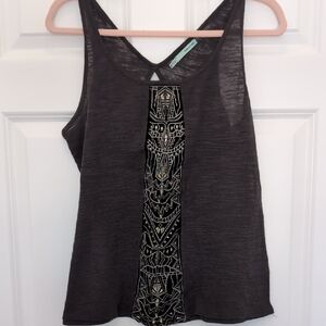 Maurices Black Tank Top with Geometric Design
